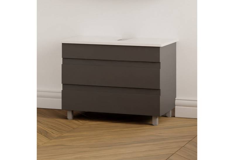 Karen Waschbeckenunterschrank Waschbeckenunterschrank Lara (Stehender Waschtischunterschrank, 2-St., Unterschrank, Konsolenplatte mit Siphonausschnitt, Füße) von Karen