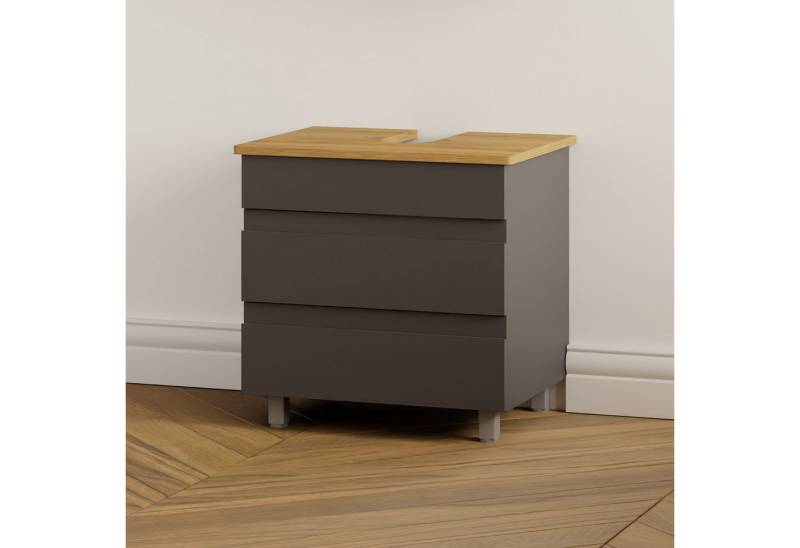 Karen Waschbeckenunterschrank Waschbeckenunterschrank Lara (Stehender Waschtischunterschrank, 2-St., Unterschrank, Konsolenplatte mit Siphonausschnitt, Füße) von Karen