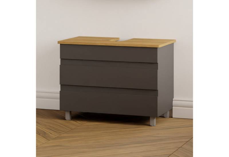 Karen Waschbeckenunterschrank Waschbeckenunterschrank Lara (Stehender Waschtischunterschrank, 2-St., Unterschrank, Konsolenplatte mit Siphonausschnitt, Füße) von Karen