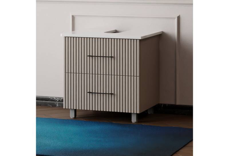 Karen Waschbeckenunterschrank Waschbeckenunterschrank Liana (Stehender Waschtischunterschrank, 2-St., Unterschrank, Konsolenplatte mit Siphonausschnitt, Füße) von Karen