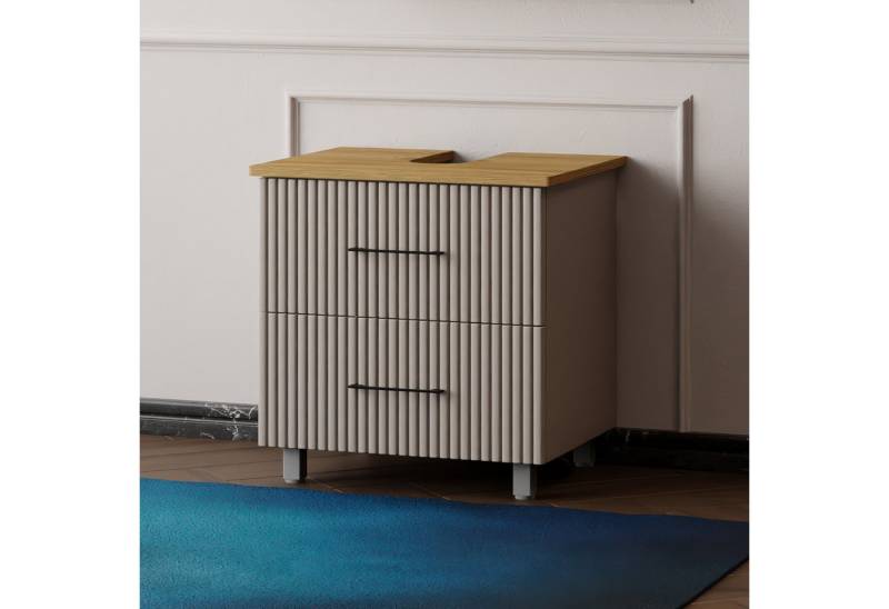 Karen Waschbeckenunterschrank Waschbeckenunterschrank Liana (Stehender Waschtischunterschrank, 2-St., Unterschrank, Konsolenplatte mit Siphonausschnitt, Füße) von Karen