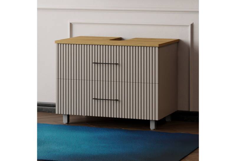 Karen Waschbeckenunterschrank Waschbeckenunterschrank Liana (Stehender Waschtischunterschrank, 2-St., Unterschrank, Konsolenplatte mit Siphonausschnitt, Füße) von Karen