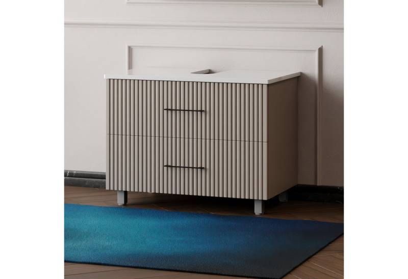 Karen Waschbeckenunterschrank Waschbeckenunterschrank Liana (Stehender Waschtischunterschrank, 2-St., Unterschrank, Konsolenplatte mit Siphonausschnitt, Füße) von Karen