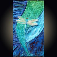 Blaue Libelle Bas-Relief Abstrakte Skulptur von KarenCadeArtworks