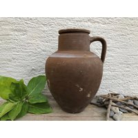 Antikes Gefäß, Primitiver Tontopf, Wabi-Sabi Dekor, Rustikale Mediterrane Olivenöl-Amphore, Vintage Steingut, Alte Vase von KargaRareFinds