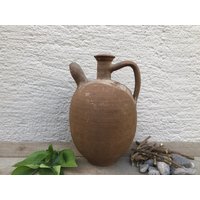 Antikes Gefäß, Primitiver Tontopf, Wabi-Sabi Dekor, Rustikale Mediterrane Olivenöl-Amphore, Vintage Steingut, Alte Vase von KargaRareFinds