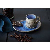 Keramik Espressotasse | Wasserfallglasur Tasse Und Untertasse Espresso Macchiato Handgefertigte von KariCeramics