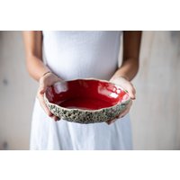 Rote Keramik Pasta Schüssel Handgetöpferte Handgemachte Für Eintopfgerichte Oder Ramen von KariCeramics
