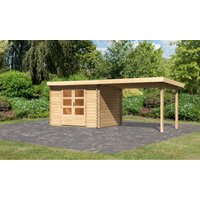 Gartenhaus "Glatt A" naturbelassen mit Anbaudach von Karibu
