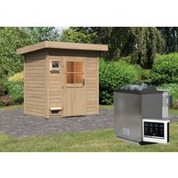 Saunahaus "Lübbenau" SET naturbelassen mit Ofen 9 kW Bio ext. Strg. von Karibu