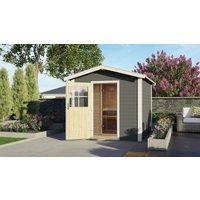 Saunahaus "Rotenburg" mit Vorraum SET terragrau mit Ofen 9 kW ext. Strg. von Karibu