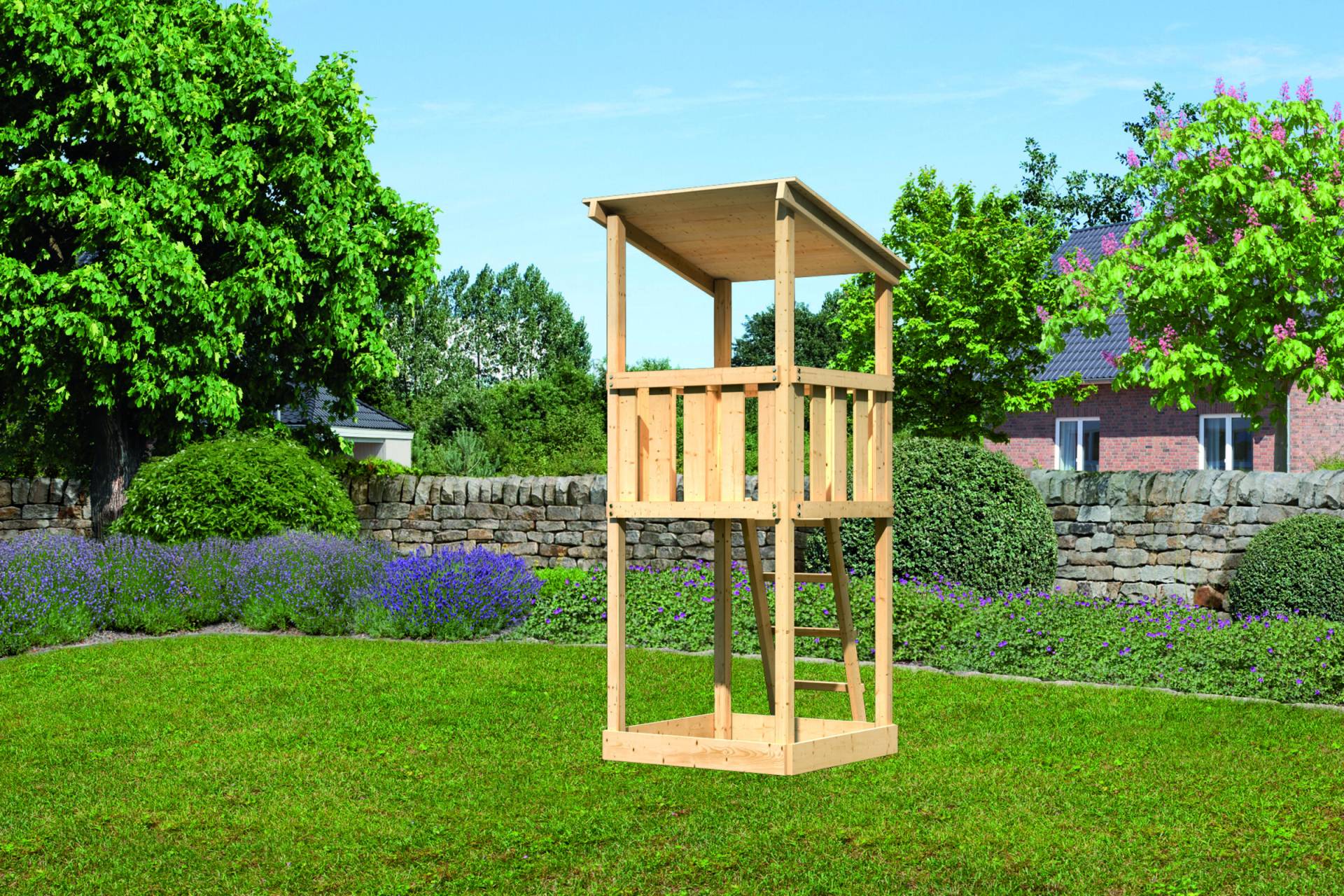 KARIBU Anna Spielturm, naturbelassen, nordische Fichte, 107x107x270cm von Karibu