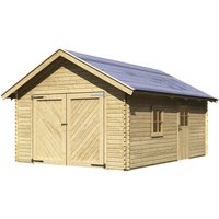 KARIBU Blockgarage »Blockbohlengarage«, Außenmaß BxT: 387 x 537 cm, natur - braun von Karibu