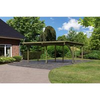 KARIBU Doppelcarport »Eco 1 Variante B«, Außenmaß BxT: 527 x 387 cm, natur - gruen von Karibu