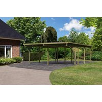 KARIBU Doppelcarport »Eco 2 Variante B«, Außenmaß BxT: 527 x 576 cm, natur - gruen von Karibu