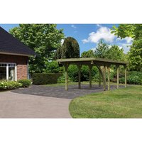 KARIBU Einzelcarport »Classic 2 Variante B inkl. einem Einfahrtsbogen«, Außenmaß BxT: 273 x 586 cm, natur - gruen von Karibu
