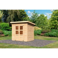KARIBU Gartenhaus »Merseburg«, Holz, BxHxT: 240 x 220 x 154 cm (Außenmaße inkl. Dachüberstand) - beige von Karibu