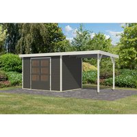 KARIBU Gartenhaus »Osterby 4 B«, BxHxT: 538 x 209 x 213 cm (Außenmaße inkl. Dachüberstand), Wandstärke 19 mm - grau von Karibu