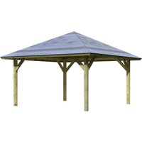 KARIBU Pavillon »Holm 1«, Walmdach, viereckig, BxHxT: 431 x 315 x 431 cm - braun von Karibu