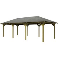 KARIBU Pavillon »Perida 2«, Walmdach, rechteckig, BxHxT: 695 x 296 x 345 cm - braun von Karibu