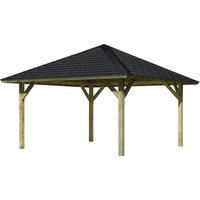 KARIBU Pavillon-Set »Holm 1«, Walmdach, viereckig, BxHxT: 431 x 315 x 431 cm - braun von Karibu