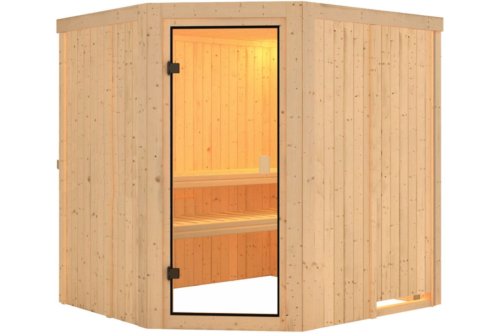 KARIBU Sauna Bodo, Fichtenholz 68 mm, Eckeinstieg, ca. 3,2m² von Karibu