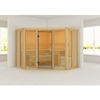 KARIBU Sauna »Ehmja 2«, BxHxT:231 x 198 x 231 cm, ohne Dachkranz - beige von Karibu