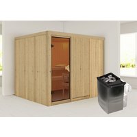 KARIBU Sauna »Jöhvi«, inkl. 9 kW Saunaofen mit integrierter Steuerung, für 4 Personen - beige von Karibu