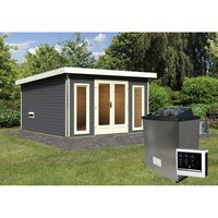 KARIBU Sauna »Kuusalu 3«, BxHxT:369 x 229 x 369 cm, 4 Personen - grau von Karibu