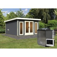 KARIBU Sauna »Kuusalu 4«, BxHxT:369 x 229 x 369 cm, 5 Personen - grau von Karibu