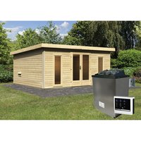 KARIBU Sauna »Kuusalu 6«, BxHxT:490 x 229 x 369 cm, naturbelassen - beige von Karibu