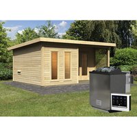 KARIBU Sauna »Kuusalu 8«, BxHxT:509 x 253 x 369 cm, 4 Personen - beige von Karibu