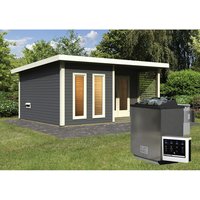 KARIBU Sauna »Kuusalu 8«, BxHxT:509 x 253 x 369 cm, 4 Personen - grau von Karibu