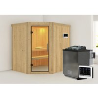 KARIBU Sauna »Maardu«, inkl. 9 kW Bio-Kombi-Saunaofen mit externer Steuerung, für 3 Personen - beige von Karibu