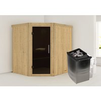 KARIBU Sauna »Maardu«, inkl. 9 kW Saunaofen mit integrierter Steuerung, für 3 Personen - beige von Karibu