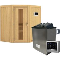 KARIBU Sauna »Narva«, inkl. 9 kW Saunaofen mit externer Steuerung, für 3 Personen - beige von Karibu