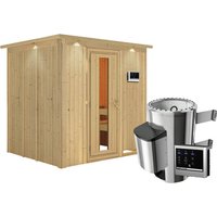 KARIBU Sauna »Olai«, inkl. 3.6 kW Saunaofen mit externer Steuerung, für 3 Personen - beige von Karibu