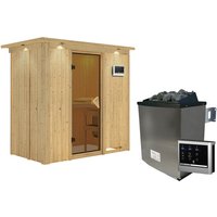 KARIBU Sauna »Pärnu«, inkl. 9 kW Saunaofen mit externer Steuerung, für 2 Personen - beige von Karibu