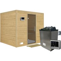 KARIBU Sauna »Paldiski«, inkl. 9 kW Saunaofen mit externer Steuerung, für 4 Personen - beige von Karibu