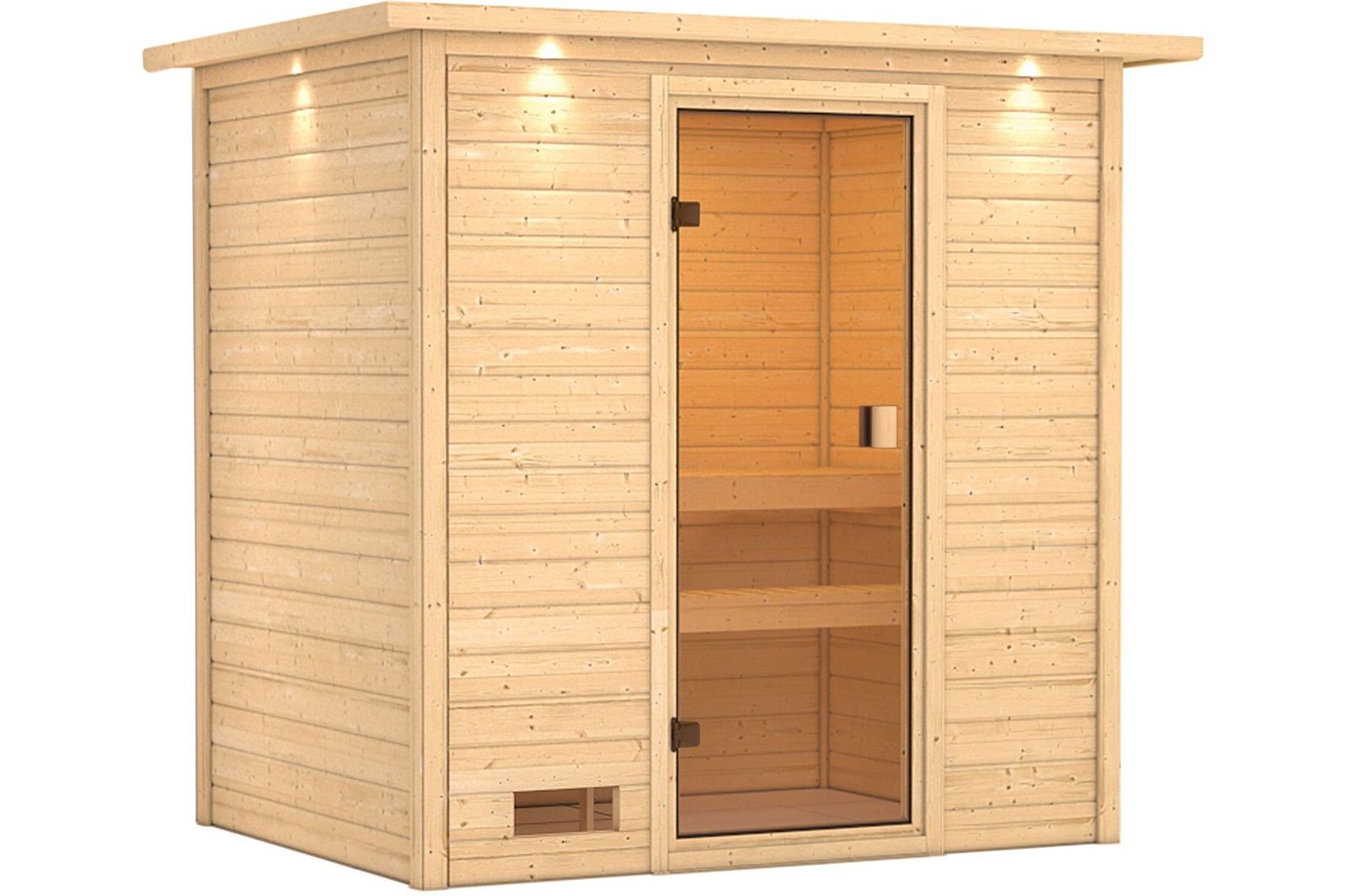 KARIBU Sauna Selena, Fichtenholz 38 mm, Fronteinstieg, ca. 2,5m² von Karibu