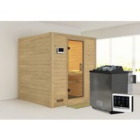 KARIBU Sauna »Sindi«, inkl. 9 kW Bio-Kombi-Saunaofen mit externer Steuerung, für 4 Personen - beige von Karibu