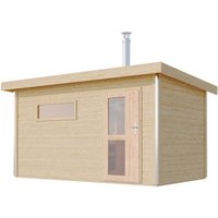 KARIBU Sauna »Skrollan 3«, (Außenmaß) BxHxL: 396 x 239 x 231 cm, 2-Sitzplätze - beige von Karibu