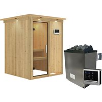 KARIBU Sauna »Tallinn«, inkl. 9 kW Saunaofen mit externer Steuerung, für 3 Personen - beige von Karibu