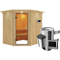 KARIBU Sauna »Talsen«, inkl. 3.6 kW Saunaofen mit externer Steuerung, für 3 Personen - beige von Karibu