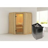 KARIBU Sauna »Tartu«, inkl. 9 kW Saunaofen mit integrierter Steuerung, für 3 Personen - beige von Karibu