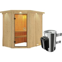 KARIBU Sauna »Wenden«, inkl. 3.6 kW Saunaofen mit integrierter Steuerung, für 3 Personen - beige von Karibu