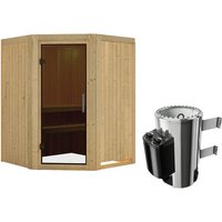 KARIBU Sauna »Wolmar«, inkl. 3.6 kW Saunaofen mit integrierter Steuerung, für 3 Personen - beige von Karibu