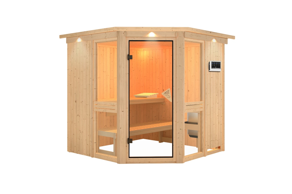 Karibu Amelia 2 - Sauna mit Eckeinstieg 68 mm Inkl. Dachkranz Ohne Ofen Karibu Amelia 2 - Sauna mit Eckeinstieg 68 mm Inkl. Dachkranz Ohne Ofen von Karibu