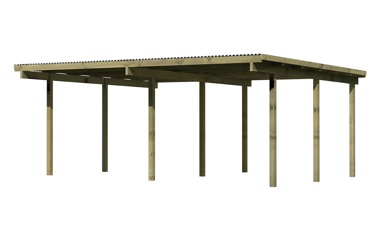 Karibu Carport Doppelcarport Eco 1 527 x 387 cm ohne Rundbögen (Holzcarport) von Karibu