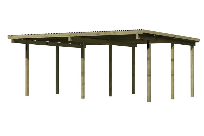 Karibu Carport Doppelcarport Eco 1 527 x 387 cm ohne Rundbögen (Holzcarport) von Karibu